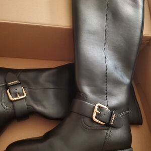 Black Leather Knee-High Boots